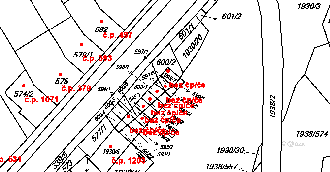 Brno 45607958 na parcele st. 597/1 v KÚ Bystrc, Katastrální mapa