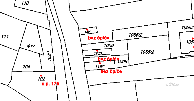Jevišovka 47256958 na parcele st. 120/1 v KÚ Jevišovka, Katastrální mapa