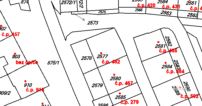 Nivnice 462 na parcele st. 2577 v KÚ Nivnice, Katastrální mapa