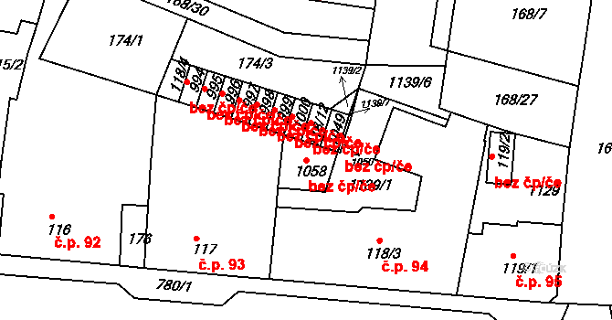 Smiřice 49484958 na parcele st. 1058 v KÚ Smiřice, Katastrální mapa