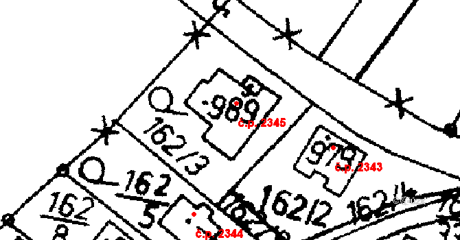 Podlusky 2345, Roudnice nad Labem na parcele st. 989 v KÚ Podlusky, Katastrální mapa