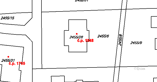 České Budějovice 6 1848, České Budějovice na parcele st. 2455/28 v KÚ České Budějovice 6, Katastrální mapa