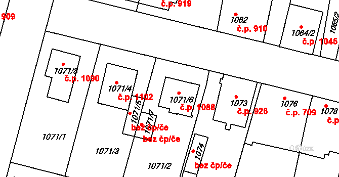 Nýřany 1088 na parcele st. 1071/6 v KÚ Nýřany, Katastrální mapa
