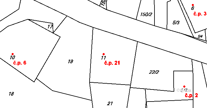 Čížkov 21 na parcele st. 11 v KÚ Čížkov, Katastrální mapa