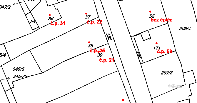 Volenice 21, Počedělice na parcele st. 39 v KÚ Volenice u Počedělic, Katastrální mapa