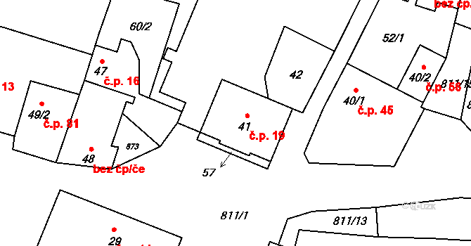 Telce 19, Peruc na parcele st. 41 v KÚ Telce, Katastrální mapa