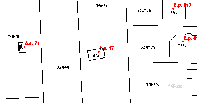 Golčův Jeníkov 17 na parcele st. 875 v KÚ Golčův Jeníkov, Katastrální mapa