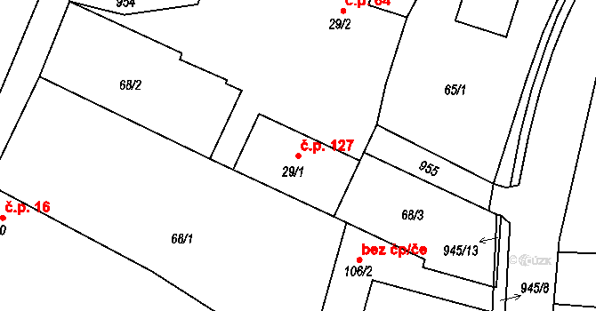Olešnice 127 na parcele st. 29/1 v KÚ Olešnice u Rychnova nad Kněžnou, Katastrální mapa