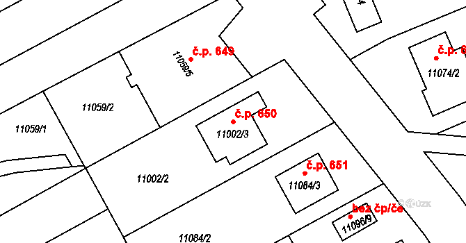 Šitbořice 650 na parcele st. 11002/3 v KÚ Šitbořice, Katastrální mapa