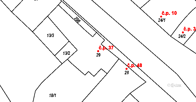 Količín 37, Holešov na parcele st. 29 v KÚ Količín, Katastrální mapa