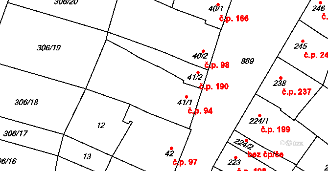 Kokory 94 na parcele st. 41/1 v KÚ Kokory, Katastrální mapa