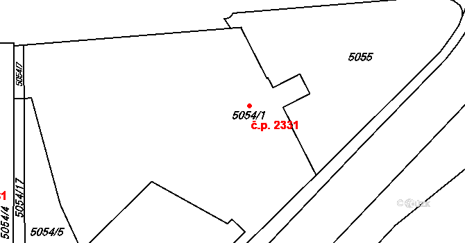Jihlava 2331 na parcele st. 5054/1 v KÚ Jihlava, Katastrální mapa