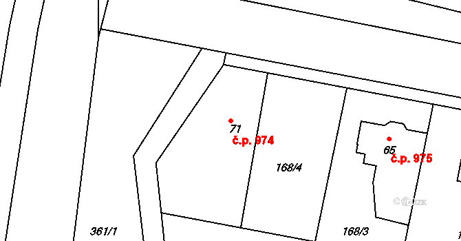 Brníčko 974, Uničov na parcele st. 71 v KÚ Brníčko, Katastrální mapa