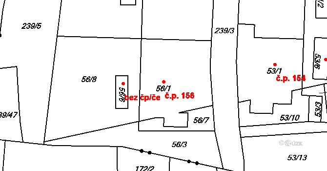 Liběšice 156 na parcele st. 56/1 v KÚ Trnobrany, Katastrální mapa