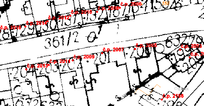 Podlusky 2007, Roudnice nad Labem na parcele st. 201 v KÚ Podlusky, Katastrální mapa