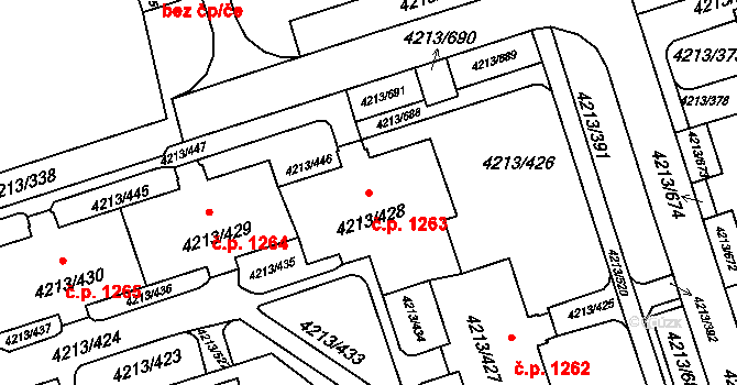 Lutyně 1263, Orlová na parcele st. 4213/428 v KÚ Horní Lutyně, Katastrální mapa