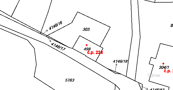 Horní Sloupnice 224, Sloupnice na parcele st. 498 v KÚ Horní Sloupnice, Katastrální mapa