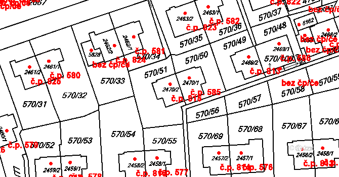 Borovina 815, Třebíč na parcele st. 2470/2 v KÚ Třebíč, Katastrální mapa
