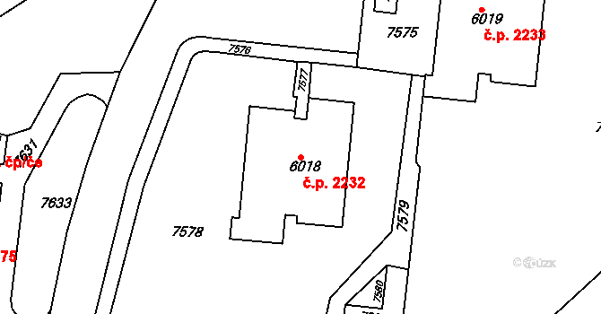 Líšeň 2232, Brno na parcele st. 6018 v KÚ Líšeň, Katastrální mapa