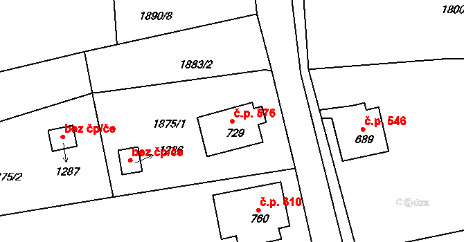 Česká Kamenice 576 na parcele st. 729 v KÚ Česká Kamenice, Katastrální mapa