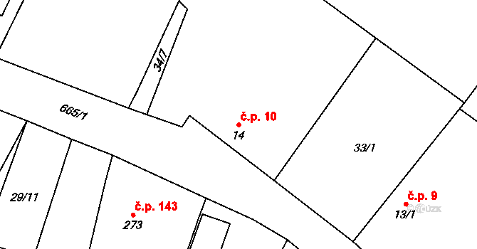 Struhy 10, Čachovice na parcele st. 14 v KÚ Struhy, Katastrální mapa