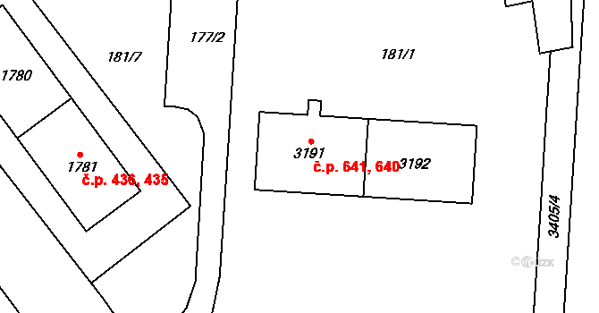 Klatovy II 640,641, Klatovy na parcele st. 3191 v KÚ Klatovy, Katastrální mapa