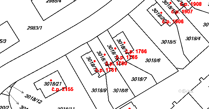 Dejvice 1760, Praha na parcele st. 3018/16 v KÚ Dejvice, Katastrální mapa