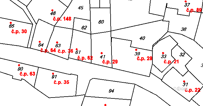 Bohnice 29, Praha na parcele st. 41 v KÚ Bohnice, Katastrální mapa