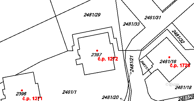 Kobylisy 1272, Praha na parcele st. 2397 v KÚ Kobylisy, Katastrální mapa