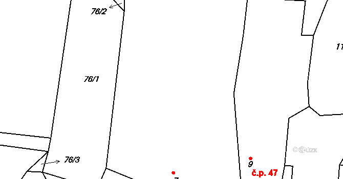 Čečelovice 46 na parcele st. 7 v KÚ Čečelovice, Katastrální mapa
