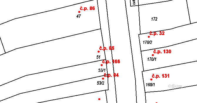 Suchov 85 na parcele st. 51 v KÚ Suchov, Katastrální mapa
