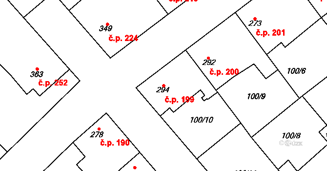 Nová Ves I 199 na parcele st. 294 v KÚ Nová Ves I, Katastrální mapa