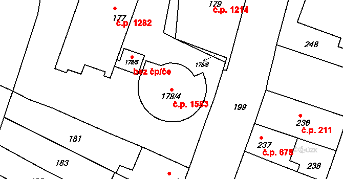 Husovice 1583, Brno na parcele st. 178/4 v KÚ Husovice, Katastrální mapa