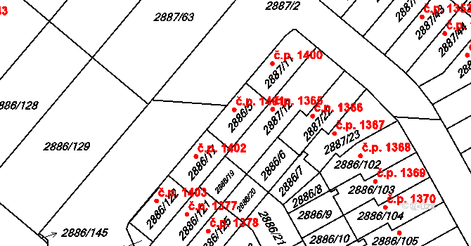 Kyje 1401, Praha na parcele st. 2886/5 v KÚ Kyje, Katastrální mapa