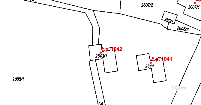 Šluknov 1042 na parcele st. 2843/1 v KÚ Šluknov, Katastrální mapa