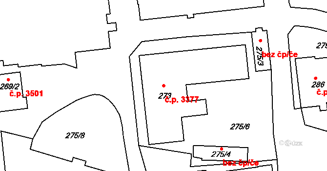 Ústí nad Labem-centrum 3377, Ústí nad Labem na parcele st. 273 v KÚ Ústí nad Labem, Katastrální mapa