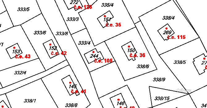 Mikulov 105 na parcele st. 244 v KÚ Mikulov v Krušných horách, Katastrální mapa