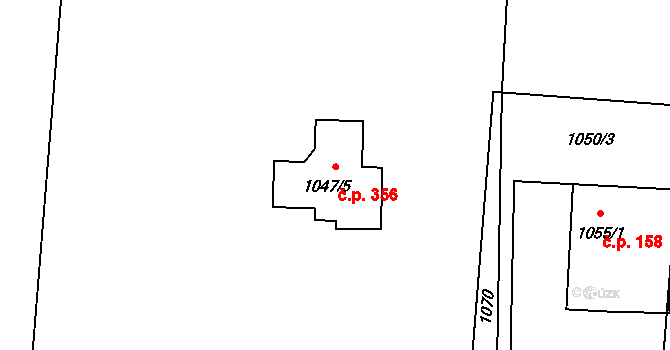 Chotěbuz 356 na parcele st. 1047/5 v KÚ Chotěbuz, Katastrální mapa