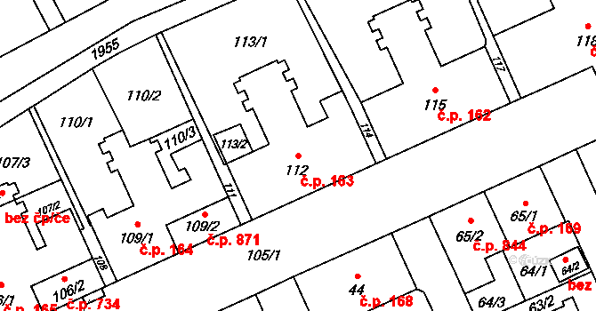 Petřkovice 163, Ostrava na parcele st. 112 v KÚ Petřkovice u Ostravy, Katastrální mapa