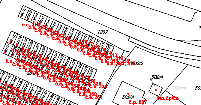 Bystřice nad Pernštejnem 311,332 na parcele st. 501/15 v KÚ Bystřice nad Pernštejnem, Katastrální mapa