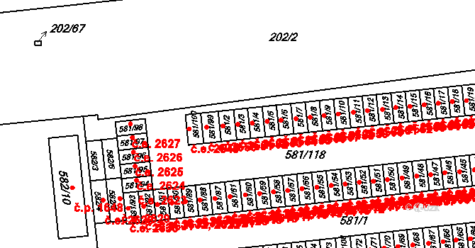 Bludovice 2552, Havířov na parcele st. 581/3 v KÚ Bludovice, Katastrální mapa