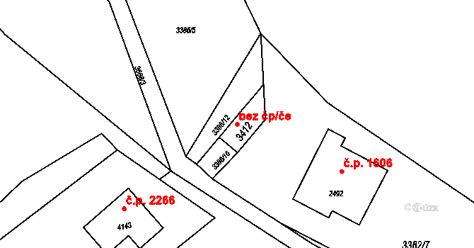 Rožnov pod Radhoštěm 39541959 na parcele st. 3412 v KÚ Rožnov pod Radhoštěm, Katastrální mapa
