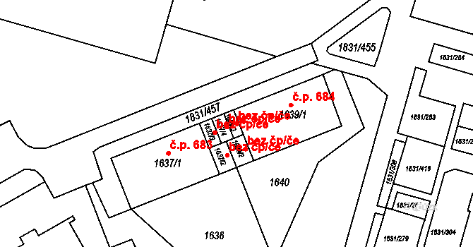 Frýdek-Místek 40321959 na parcele st. 1639/3 v KÚ Frýdek, Katastrální mapa