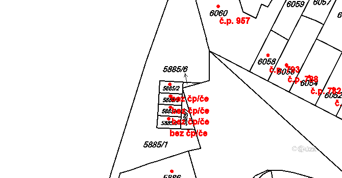 Brno 43052959 na parcele st. 5885/2 v KÚ Židenice, Katastrální mapa