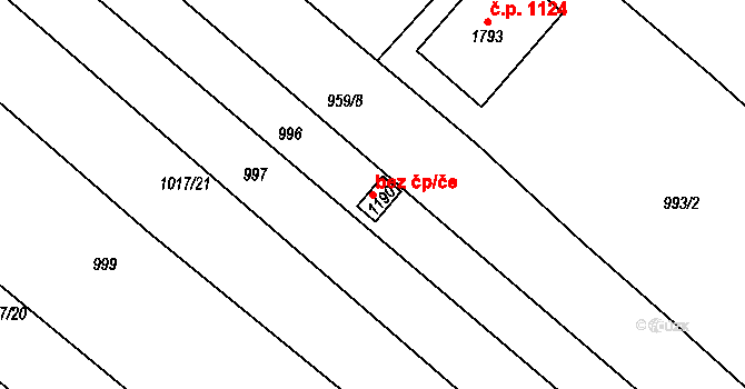 Luhačovice 44765959 na parcele st. 1190 v KÚ Luhačovice, Katastrální mapa