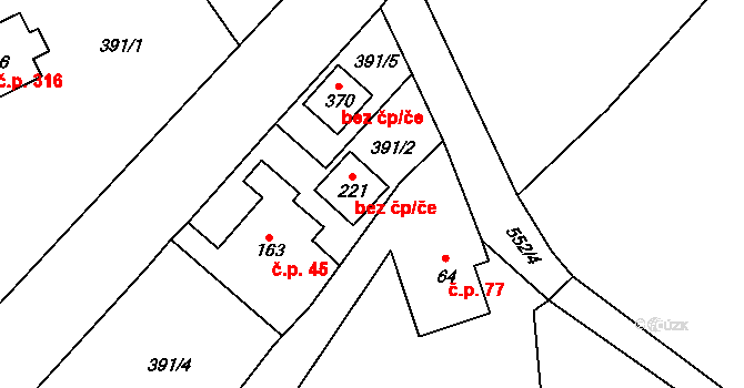 Kopřivnice 44852959 na parcele st. 221 v KÚ Drnholec nad Lubinou, Katastrální mapa