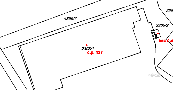 Pražské Předměstí 127, Vysoké Mýto na parcele st. 2305/1 v KÚ Vysoké Mýto, Katastrální mapa