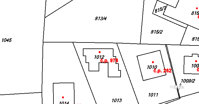 Řevnice 978 na parcele st. 1012 v KÚ Řevnice, Katastrální mapa