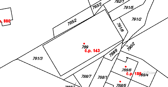 Česká Skalice 143 na parcele st. 789 v KÚ Česká Skalice, Katastrální mapa