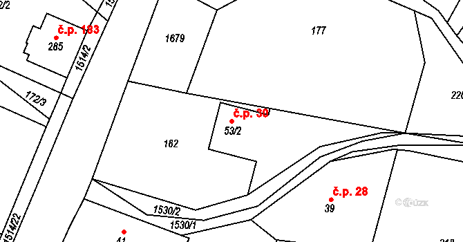 Rejhotice 30, Loučná nad Desnou na parcele st. 53/2 v KÚ Rejhotice, Katastrální mapa